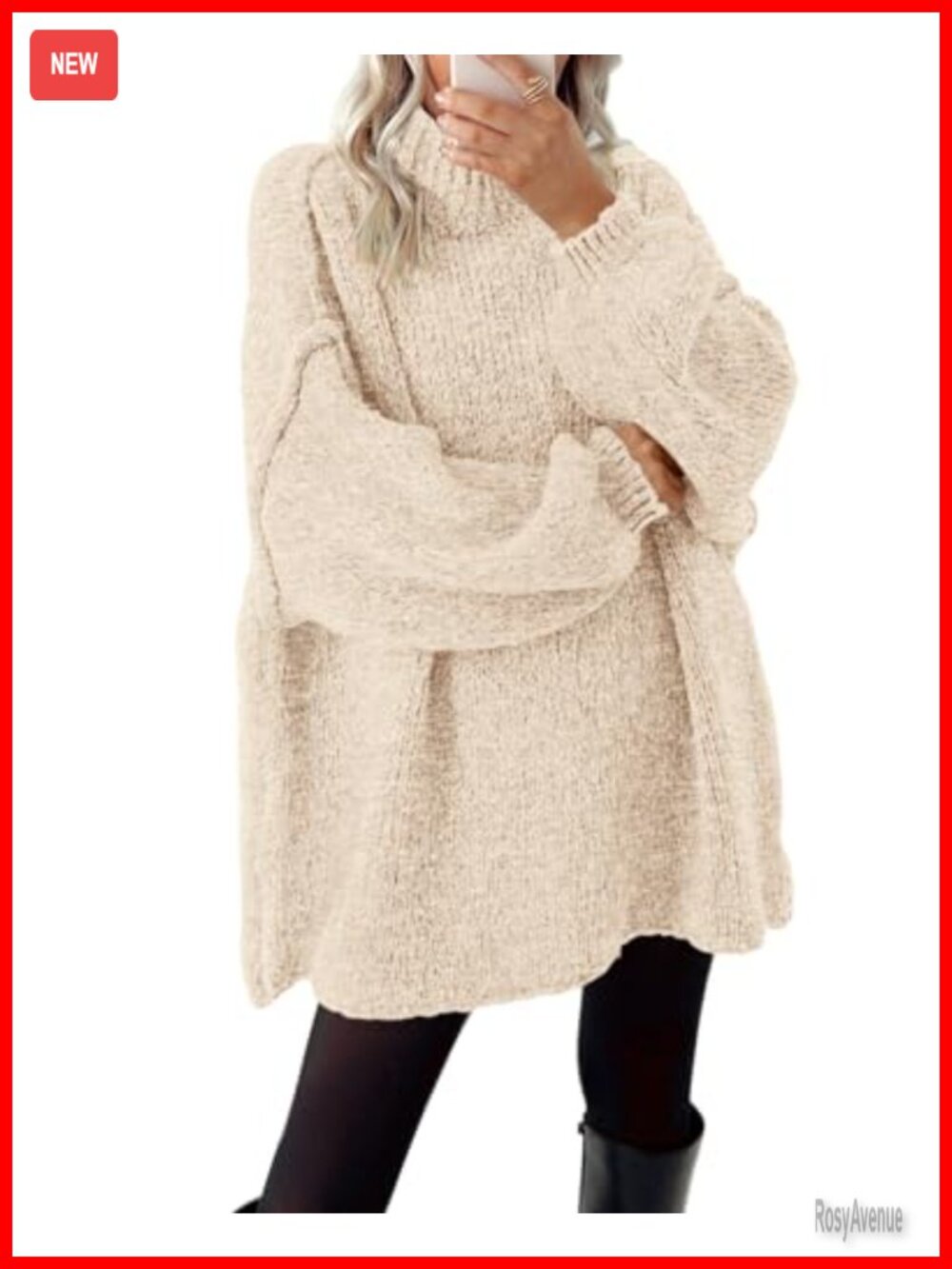 Mock Neck Cable Knit Oversized Long Sleeve Pullover Sweater